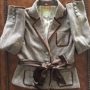 Pepe Jeans Brown Herringbone Blazer